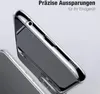 Close-up of a transparent phone case, showing precise cutouts for ports and speakers. Produktbild-Vorschau