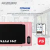 A pink treadmill with a digital display and a smartphone showing a fitness app, with overlaid text about FitShow compatibility. Náhľad obrázku produktu