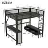 A diagram showing the dimensions of a loft bed with a desk. Produktbild-Vorschau