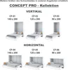 A collage of different sizes and orientations of a wall bed (Schrankbett) from the CONCEPT PRO collection. Produktbild-Vorschau