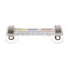 A clear plastic thermometer with silver holders and suction cups. Produktbild-Vorschau