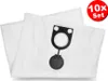 A stack of white vacuum cleaner bags with a black plastic attachment. Produktbild-Vorschau