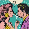 Wanduhr aus Glas mit Motiv Retro Pop Art Duo- 30 x 30 cm - Produktbild-Vorschau 1