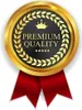 A golden medal with a red ribbon, featuring the text "PREMIUM QUALITY" and a crown. Produktbild-Vorschau