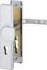 A close-up of a silver door handle set with a keyhole. Náhled obrázku produktu