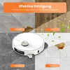 A collage of images showing a robot vacuum cleaner on different floor types and a promotional banner about effective cleaning. Produktbild-Vorschau