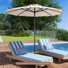 A patio umbrella shades two lounge chairs next to a swimming pool. Podgląd zdjęcia produktu