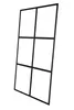 A black metal frame with six rectangular panes, presented against a white background. Produktbild-Vorschau