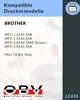 A marketing image listing compatible printer models for a Brother ink cartridge. Produktbild-Vorschau