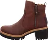 A side view of a brown leather boot with a zipper and fur lining. Produktbild-Vorschau