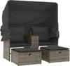 Gartensofa 2-Sitzer mit Dach und Hockern Grau Poly Rattan Produktbild-Vorschau 1