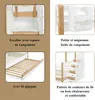Collage of four close-up images showing details of a bunk bed, with French text descriptions. Voir les images du produit