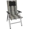 A striped high-back chair cushion with a headrest, shown on a white background. Produktbild-Vorschau