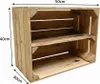 A wooden crate with two shelves, shown from a diagonal angle against a white background. Náhled obrázku produktu