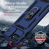 A blue phone case with a ring holder is shown on a rocky, mountainous background, suggesting durability and protection. Produktbild-Vorschau