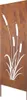 A metal garden screen with a cut-out design of cattails and grass, with a rust-like finish. Produktbild-Vorschau