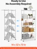 A comparison of a folded and unfolded shelving unit, with items on the shelves of the unfolded unit. Anteprima dell’immagine prodotto
