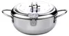 A stainless steel deep fryer pot with a thermometer attached to the lid. Podgląd zdjęcia produktu