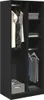 An open wardrobe with clothes and storage items inside. Produktbild-Vorschau