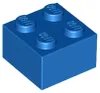 A single blue LEGO brick with four studs on top, shown from a slightly elevated diagonal angle. Voir les images du produit