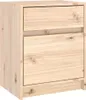 A close-up, front-facing view of a wooden nightstand with one drawer and one cabinet door. Produktbild-Vorschau