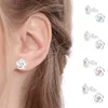 Ohrstecker Blume mit Kristall: 925 Silber Ohrringe Weiß Produktbild-Vorschau 3