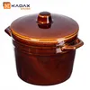 A brown ceramic pot with a lid, shown from a slightly elevated angle against a white background. Voir les images du produit