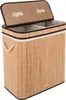 A laundry basket with two compartments, labeled 'Lights' and 'Darks', made of natural bamboo. Produktbild-Vorschau