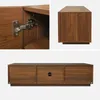 A collage of images showing a wooden TV cabinet from different angles, including a close-up of a hinge and a side view. Anteprima dell’immagine prodotto