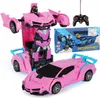 Auto Robot RC 2 in 1 Rosa telecomandato funzione drift luci Anteprima dell’immagine prodotto 2