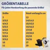 A size chart for gloves, showing glove sizes and corresponding hand circumference in centimeters. Produktbild-Vorschau