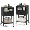 COSTWAY 2 tables de chevet, table d'appoint avec station de Voir les images du produit 1