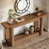 A wooden console table with decorative items in a room. Podgląd zdjęcia produktu