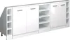 A white high-gloss cabinet set with multiple shelves and doors, shown against a white background. Voir les images du produit