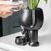 Schwarzer Blumentopf aus Keramik, lustiges Produktbild-Vorschau 2
