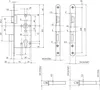 Technical drawing with dimensions of a door lock mechanism and its components. Náhled obrázku produktu