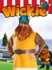 A man dressed as a Viking character from the show 'Wickie' stands in front of a cartoonish background. A smaller cartoon version of the character is on the right. Produktbild-Vorschau