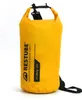 A yellow dry bag with black text and straps, isolated on a white background. Anteprima dell’immagine prodotto