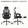 Diagram showing the dimensions and weight capacity of an ergonomic office chair. Voir les images du produit