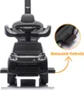 A black ride-on toy car, resembling a Land Rover Discovery, with a parent push handle and footrests. A circular inset shows a close-up of the removable footrests. Produktbild-Vorschau