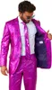 A man wearing a shiny pink suit with a matching tie and sunglasses. Produktbild-Vorschau