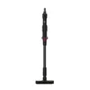 A black and red Hoover cordless vacuum cleaner is shown standing upright against a white background. Produktbild-Vorschau