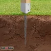 A cross-section of soil showing a metal post anchor driven into the ground, with a wooden post attached above ground. Produktbild-Vorschau