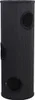 A black cylindrical cat scratching post with three circular openings. Produktbild-Vorschau