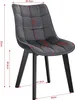 A dark gray velvet chair with black wooden legs, shown with dimensions indicated by red lines and text. Produktbild-Vorschau