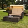 Strandkorb Braun Sonnendach Sonnenliege Sonnenbett Produktbild-Vorschau 4