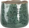 Clayre & Eef Blumentopf Ø 13x11 cm Grün Keramik Blätter Produktbild-Vorschau 1
