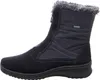 A side view of a black winter boot with a gray fur trim and a zipper. Náhľad obrázku produktu