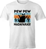 Herren T-Shirt Pew Pew Madafakas Katze Cat crazy verrückt Produktbild-Vorschau 1