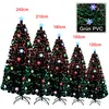 A collage of artificial Christmas trees of different sizes, with text labels indicating their heights and a close-up of the tree material. Voir les images du produit